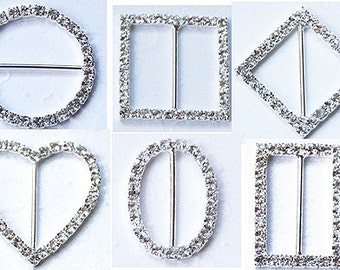 12 Rhinestone Buckle Assorted Crystal Slider Silver Whole Buckle Wedding Invitation Wedding DIY Supplies Craft Supplies BK104