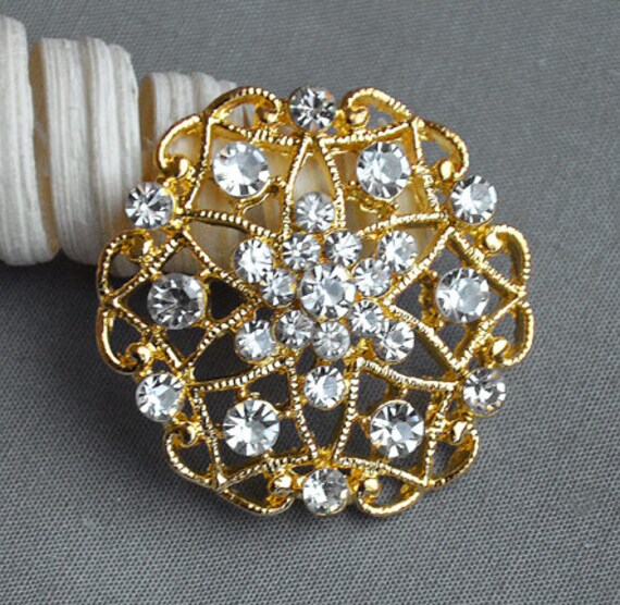 5 Rhinestone Button Embellishment Gold Pearl Crystal Wedding Etsy