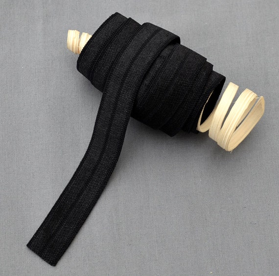 5 Yards 5/8" Fold Over Elastic Foldover Elastic Cord Elastic Headband FOE Black 5 Yards 5/8" Fold Over Elastic Foldover Elastic Cord Elastic Headband FOE Black