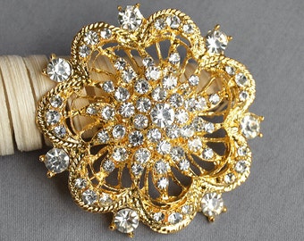 Rhinestone Brooch Pin Gold Crystal Brooch Pin Bridal Brooch Bouquet Wedding Invitation Wedding Cake Decoration BR233