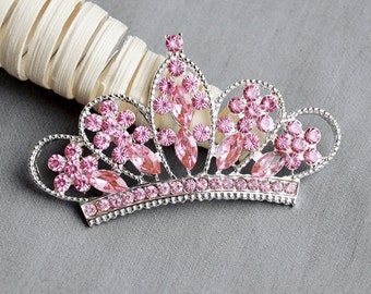 Rhinestone Button Embellishment Pink Crystal TIARA CROWN Bridal Wedding Brooch Bouquet Wedding Invitation Headband BT541 BT