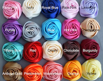 5 pcs Silk Rolled Rose Flower Rolled Rosette Satin Rolled Rose Flower Fabric Flower Wholesale Flower Bride Hair Accessory SF999