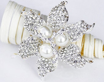 Rhinestone Brooch Pearl Crystal Brooch Bridal Brooch Bouquet Hair Comb Shoe Clip Wedding Cake Invitation DIY Supply BR064