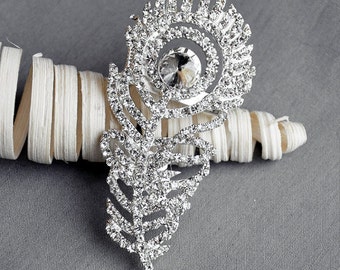 REA Strass Brosch Nål Utsmyckning Kristall Påfågel Fjäder Brud Bröllop Brosch Bukett Hårkam Skoklämma BR012