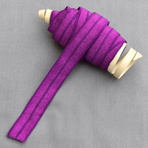 5 Yard Dark Purple 5/8 Fold Over Elastic Shinny Foldover Elastic Cord Elastic Headband Elastic Lace FOE Hair Bow Ties DIY EL021