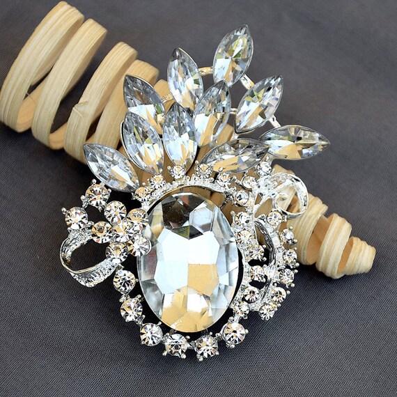 Broche De Décoration Strass Cristal - Pour Mariage, Gâteau Ou Invitation - Réf. BR076 - Neuf