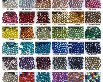 1440 pc SS20/5mm DMC Iron On Hotfix Hot Fix Glass Crystal Rhinestone Clear Green Pink Blue Yellow Red Purple LR887