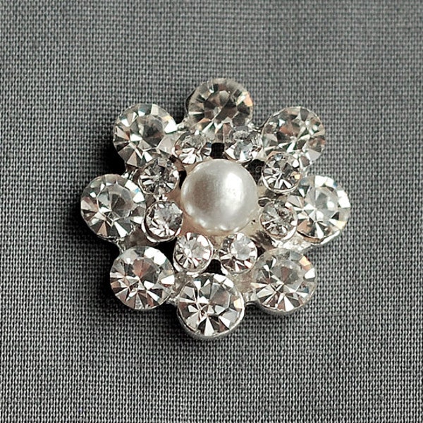 10 botones de diamante de imitación perla marfil cristal de diamante redondo para el cabello peine de flores clip de invitación de boda anillo almohada BT096