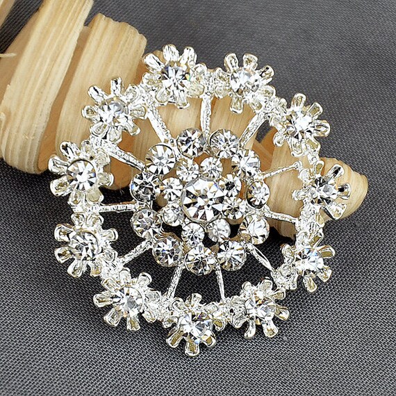5 Rhinestone Button Embellishment Crystal Wedding Brooch Etsy