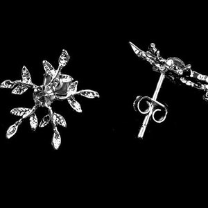 10 pc Snowflake Earstuds with 925 Sterling Silver Post Clear Crystal Rhinestone Closed Loop FREE combine shipping from US EF034 image 1