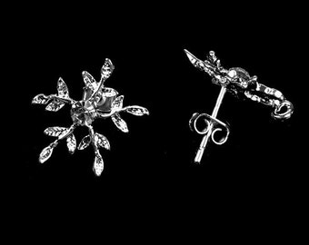 10 pc Snowflake Earstuds with 925 Sterling Silver Post Clear Crystal Rhinestone Closed Loop FREE combine shipping from US EF034