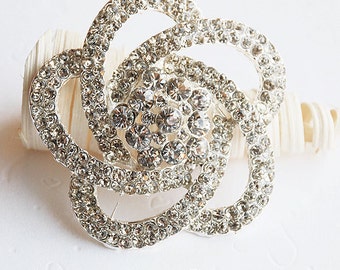 SALE Rhinestone Brooch Component Crystal Flower Bridal Hair Comb Shoe Clip Pin Jewelry Wedding Cake Decoration Invitation BR042