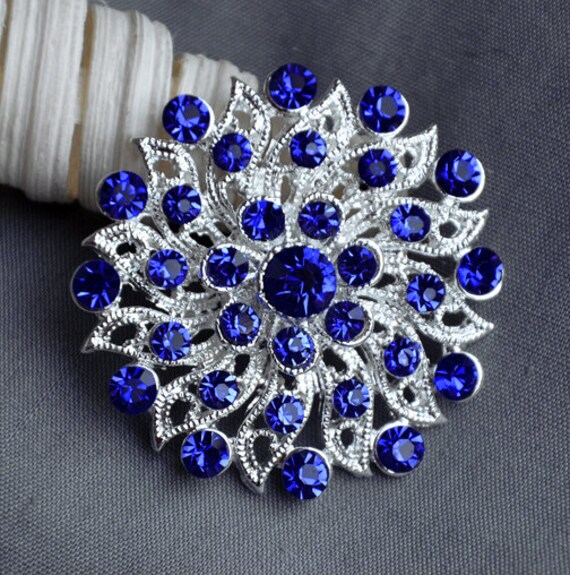 10 pcs Dark Royal Blue Rhinestone Button Crystal Embellishment Wedding Brooch Bouquet Cake Hair Comb Shoe Clip BT430