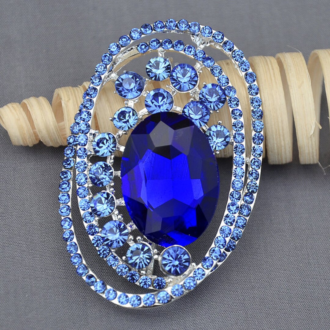 Rhinestone Brooch Embellishment Blue Crystal Wedding Brooch - Etsy