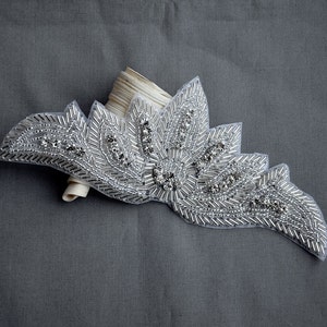 Rhinestone Applique Bridal Accessories Crystal Trim Rhinestone Beaded Applique Wedding Dress Sash Belt Headband Jewelry RA024