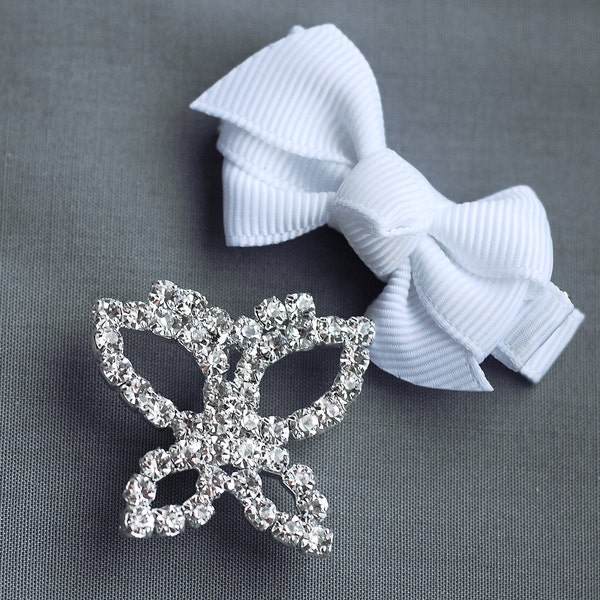 Butterfly Rhinestone Buckle Crystal Slider Silver Wedding Invitation Napkin Ring Cake Decoration Supply BK043