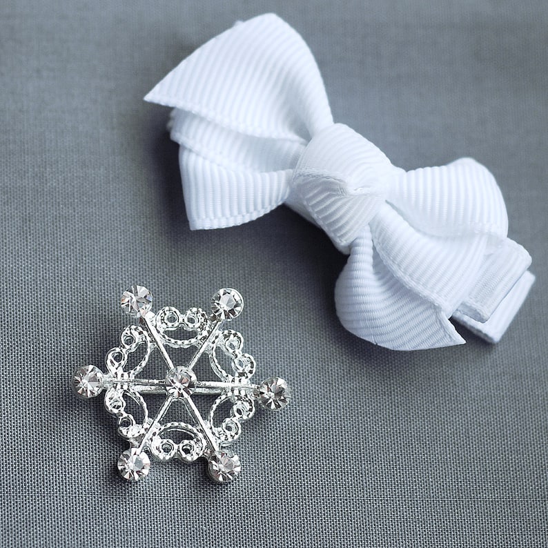 Snöflinga Strass Spänne Kristall Slider Silver Bröllopsinbjudan Bröllopstillbehör Servettring Frozen BK059 Partihandel Spänne bild 1