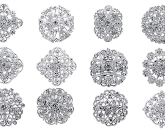 12 pcs Sliver Rhinestone Brooch Crystal Brooch Pin Wedding Brooch Bouquet DIY Kit Wedding Invitation Wholesale Price BR777
