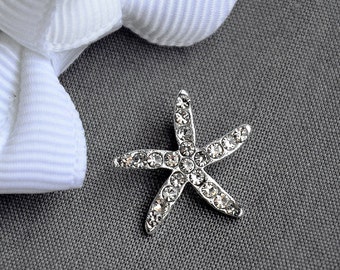 10 Rhinestone Buttons Crystal Starfish Beach Wedding Brooch Bouquet Invitation Cake Decoration Bridal Hair Comb Shoe Clip BT523