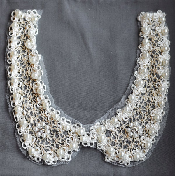Perle Strass Perle Col Perlé Garniture Appliqué Coton