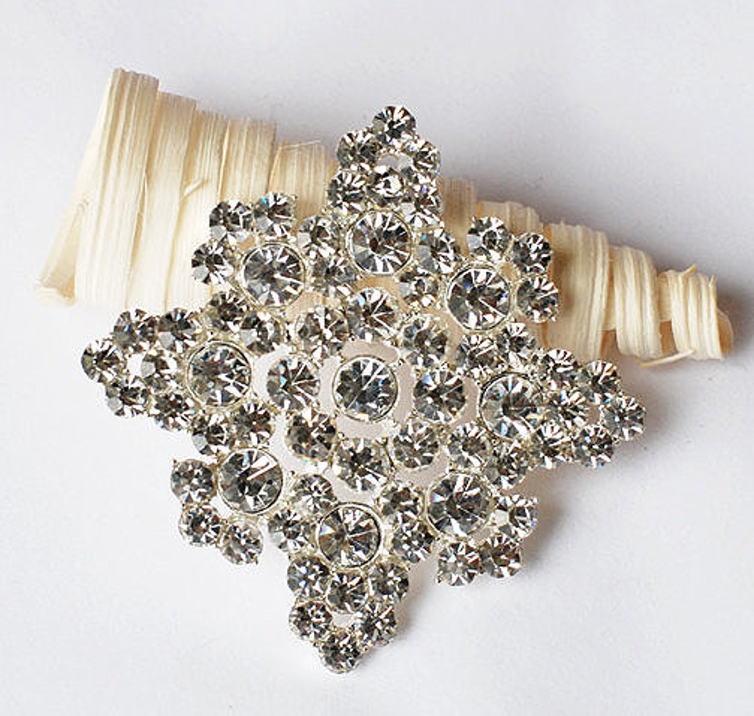 Broche Cœur Porte-Écharpe Épingle Métal Cristal Strass Or Jaune Clair