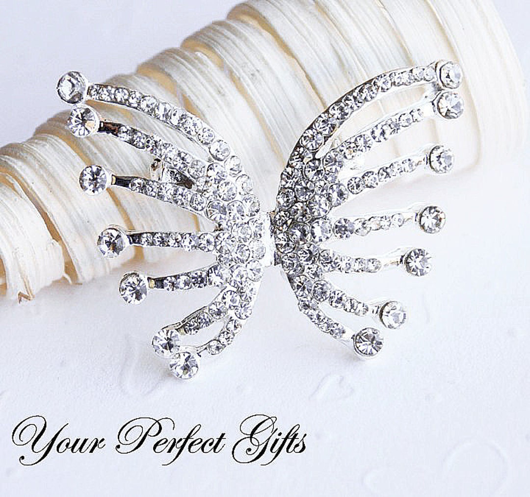 VENTA Rhinestone Broche de cristal Broche Mariposa Broche nupcial Ramo ...