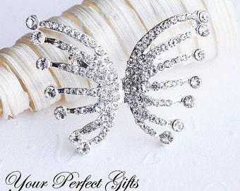 SALE Rhinestone Brooch Crystal Brooch Butterfly Bridal Brooch Bouquet Hair Comb Shoe Clip Wedding Cake Decoration Supply BR029