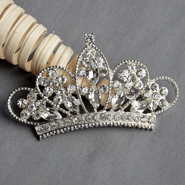 Rhinestone Button Embellishment Crystal TIARA CROWN Bridal Wedding Brooch Bouquet Wedding Invitation Girl Headband BT550 BT