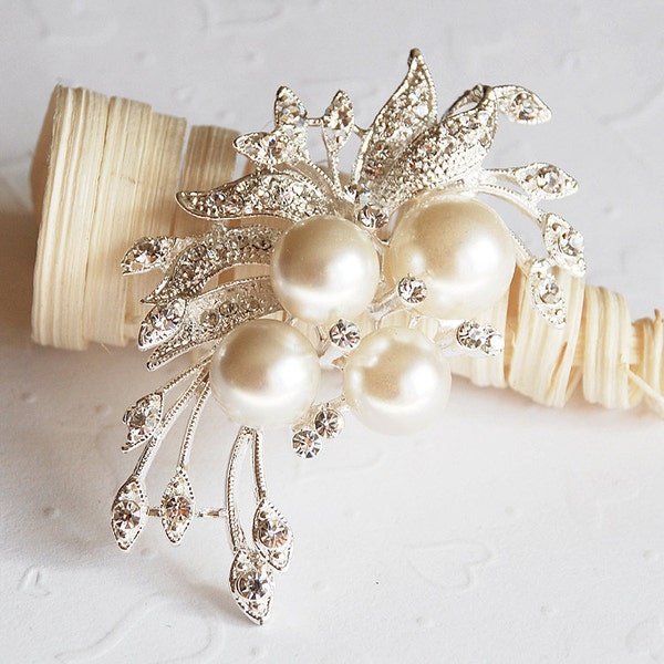 Rhinestone Brooch Pearl Crystal Brooch Bridal Brooch Bouquet Hair Comb Shoe Clip Wedding Cake Invitation DIY Supply BR006