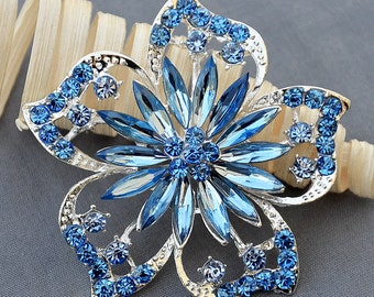 Strass Spilla Abbellimento Blu Cristallo Spilla Nuziale Bouquet Torta Invito Pettine Pettine Scarpa Clip Fai da te Forniture BR402