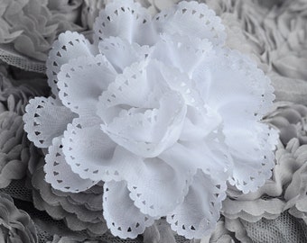 20 pcs Chiffon Chic Rose Flower White Silk Bridal Wedding Baby Hair Comb Bow Headband Clip FREE Combine Shipping US SF0810 pcs