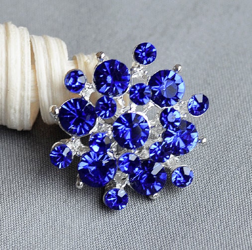 5 Dark Royal Blue Rhinestone Button Crystal Embellishment | Etsy