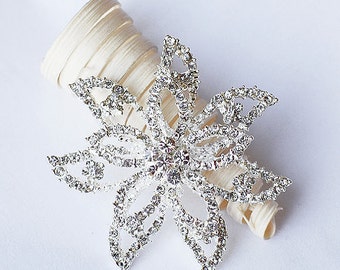 Rhinestone Brooch Component Crystal Flower Bridal Hair Comb Shoe Clip Pin Wedding Cake Decoration Invitation BR087