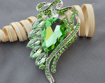 Rhinestone Brooch Embellishment Light Green Crystal Pearl Wedding Brooch Bouquet Cake Invitation Hair Comb Shoe Clip DIY BR428