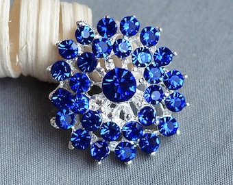 10 pieces Dark Royal Blue Rhinestone Button Crystal Embellishment Wedding Brooch Bouquet Cake Hair Comb Shoe Clip BT321
