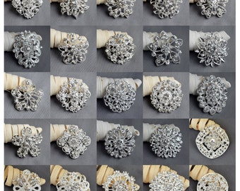 100 pcs Wholesale Sliver Rhinestone Brooch Crystal Brooch Pin Wedding Brooch Bouquet Wedding Invitation Cake DIY Kit BR665