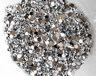 1000 pcs Round Faceted Flat Back Rhinestone SS20 5mm Metallic Silver FREE Shipping US Iphone Case LR271
