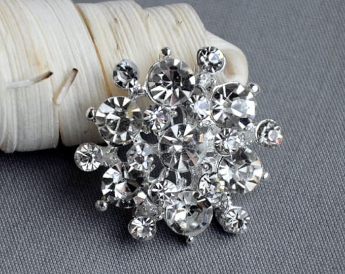 5 Large Rhinestone Button Embellishment Pearl Crystal Wedding - Etsy