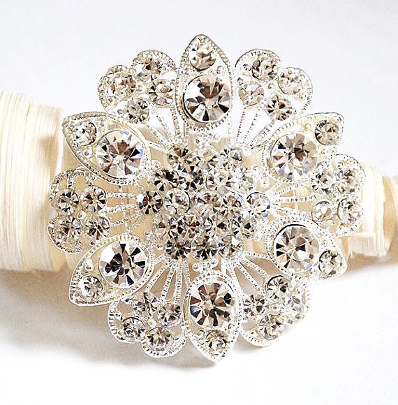 Rhinestone Brooch Crystal Brooch Bridal Brooch Bouquet Hair Etsy