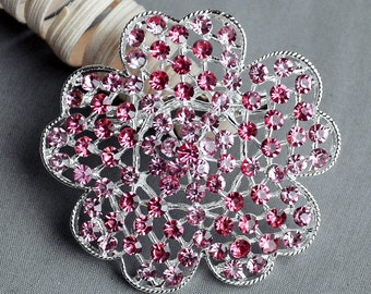 Rhinestone Brooch Component Crystal Light Rose Pink Brooch Bouquet Hair Pin Comb Shoe Clip Wedding Cake Invitation BR321