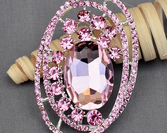 Rhinestone Brooch Embellishment Pink Crystal Wedding Brooch Bouquet Cake Invitation Hair Comb Shoe Clip DIY Supplies BR369