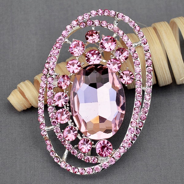 Rhinestone Brooch Embellishment Pink Crystal Wedding Brooch Bouquet Cake Invitation Hair Comb Shoe Clip DIY Supplies BR369