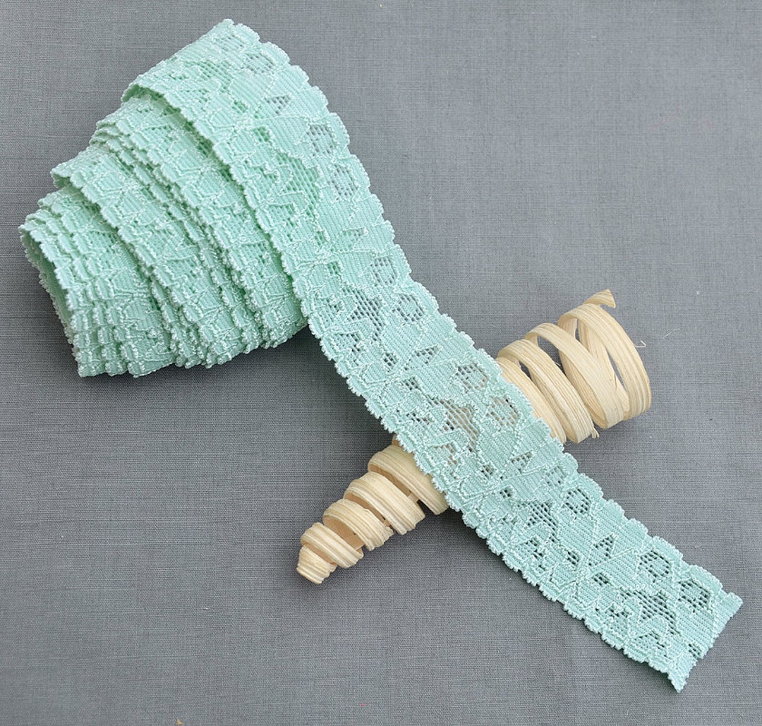 5 Yards Mint Green Elastic Lace 1 Stretch Lace Elastic Lace Trim Elastic  Headband Bridal Garter Baby Hairbow DIY EL032 