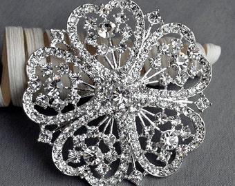 Rhinestone Brooch Component Crystal Flower Embellishment Wedding Brooch Bouquet Cake Hair Comb Shoe Clip Supply BR016