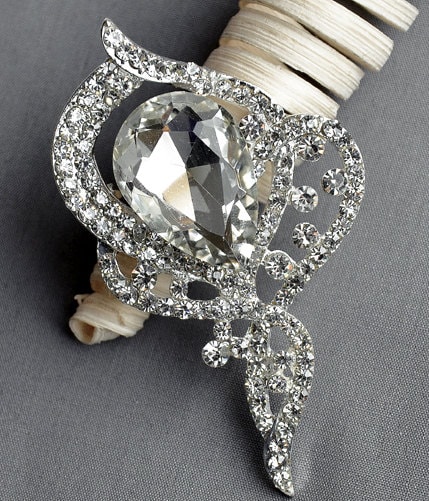 Broche Strass Cristal Perle Pour Mariage Ou Décoration Gâteau - Réf. BR084 - Neuf