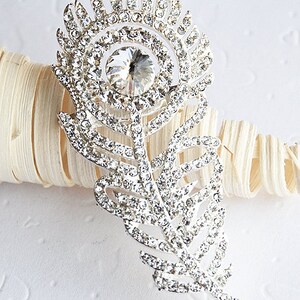 TTjewelry Peacock Feather Rhinestone Brooch Pin - Crystal Sparkly Brooch, Gift Box Included - View #10