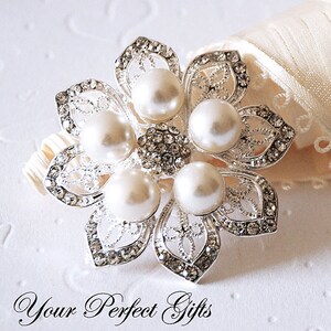 Rhinestone Brooch Pearl Crystal Brooch Bridal Brooch Bouquet Hair Comb Shoe Clip Wedding Cake Invitation DIY Supply BR015 image 2