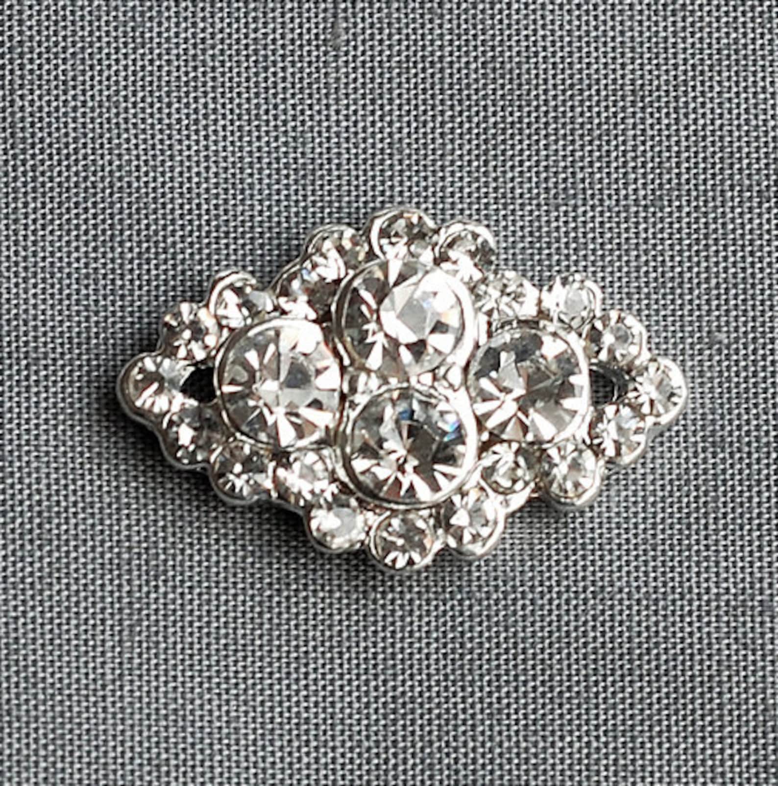 5 Rhinestone Buttons Diamond Square Diamante Crystal Flower Comb ...