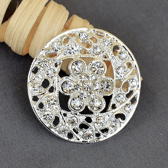 5 Rhinestone Button Embellishment Crystal Wedding Brooch Etsy