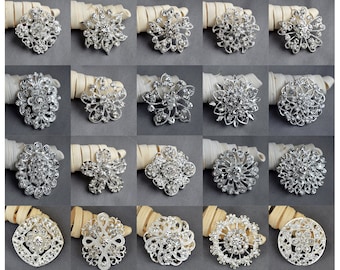 20 pcs Sliver Rhinestone Brooch Crystal Brooch Pin Wedding Brooch Bouquet DIY Kit Wedding Invitation Wholesale Price BR665